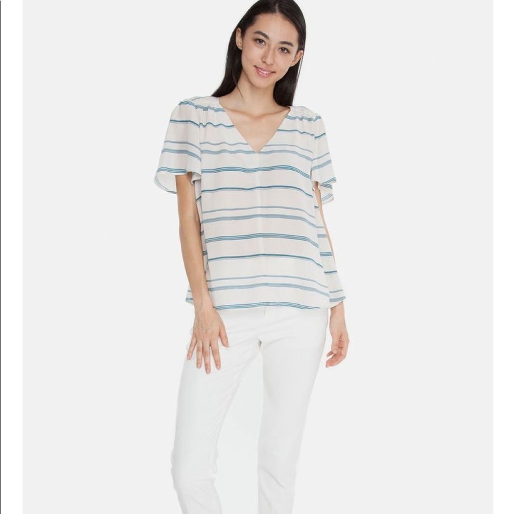 NEW • Tucker • Chelsea Blouse Basket Stripe Silk